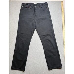 Levis Jeans Womens 30 Black Wedgie Straight Button Fly High Rise Ripped Denim